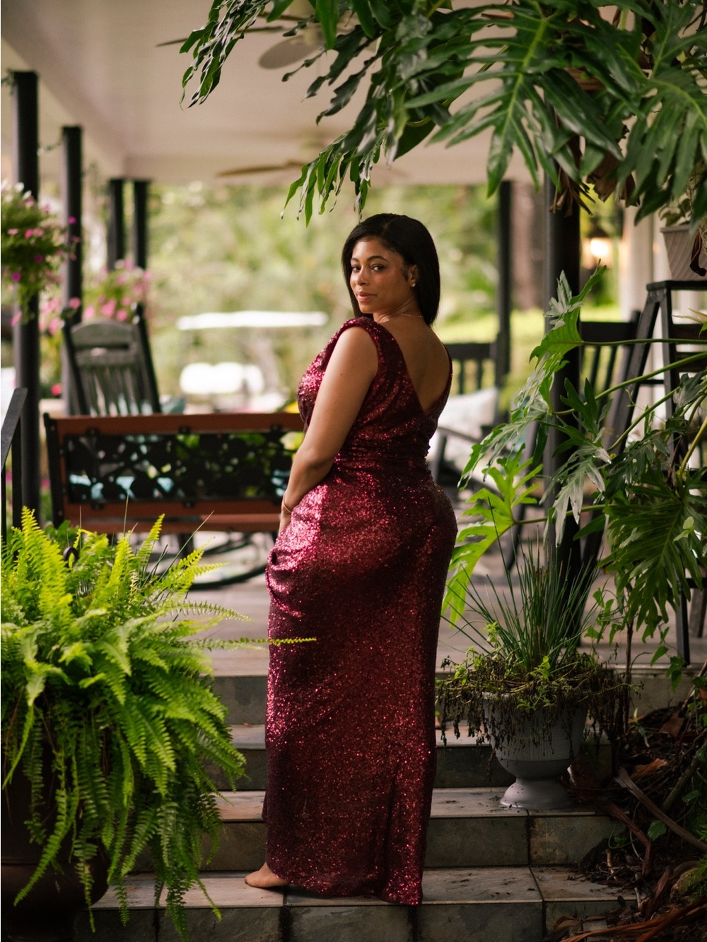 Revelry Burgundy Sequin Maxi Dress